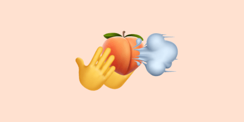 Hand emoji's holding a farting peach